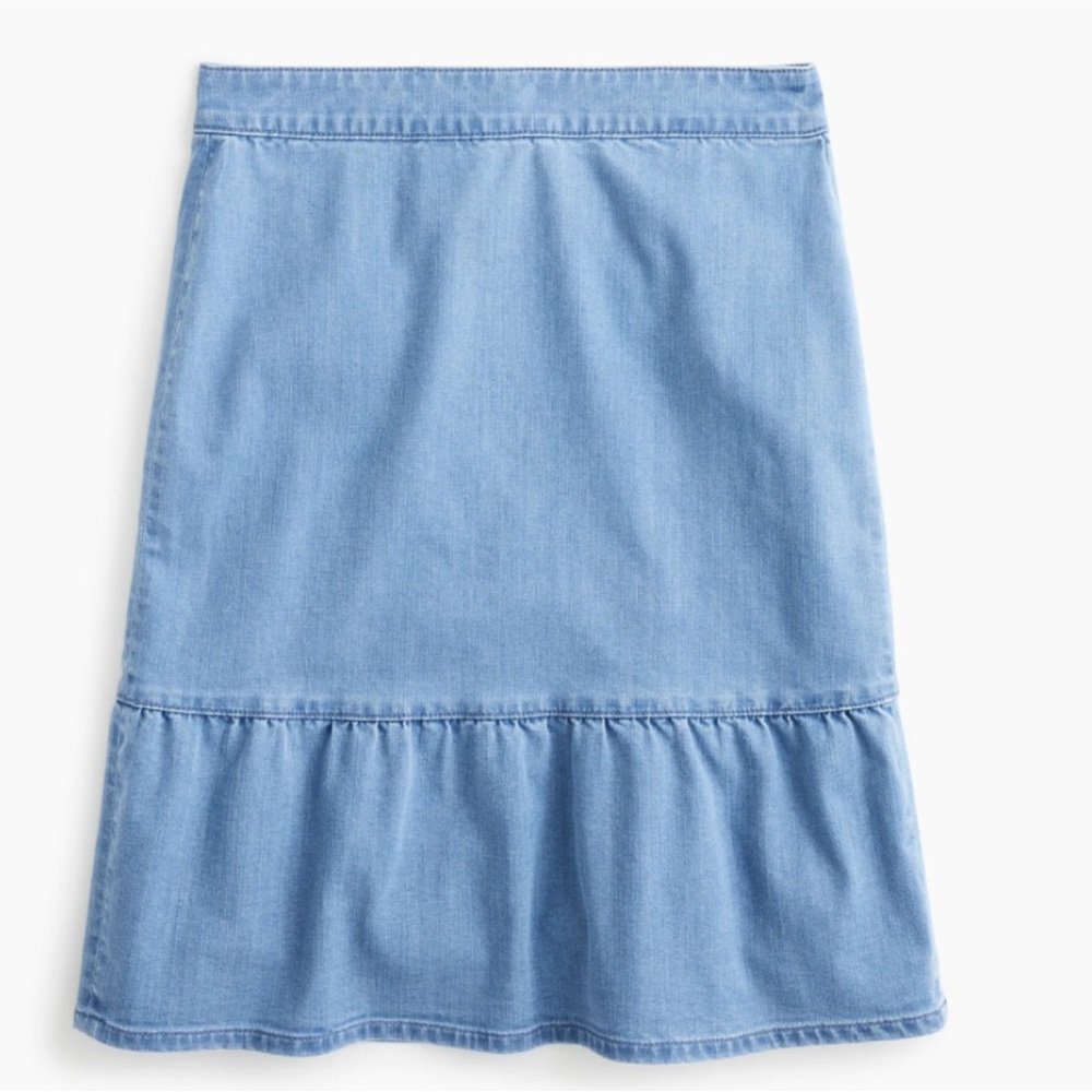 J. Crew Classic Denim Skirt with Ruffle Hem